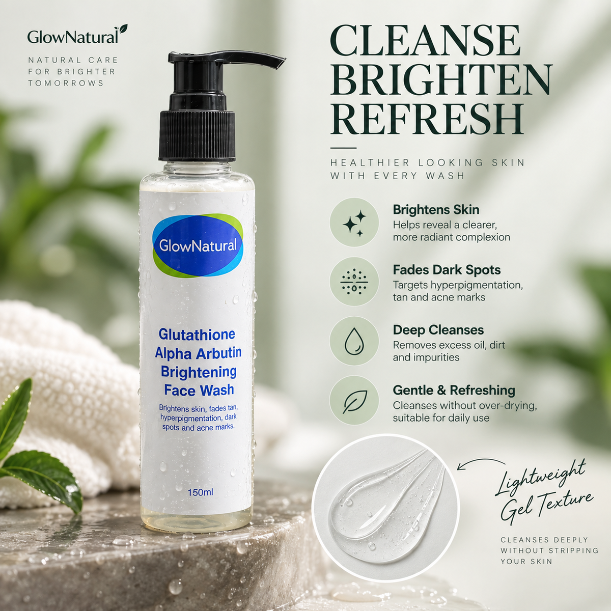 Glutathione Alpha Arbutin Skin Brightening Face Wash