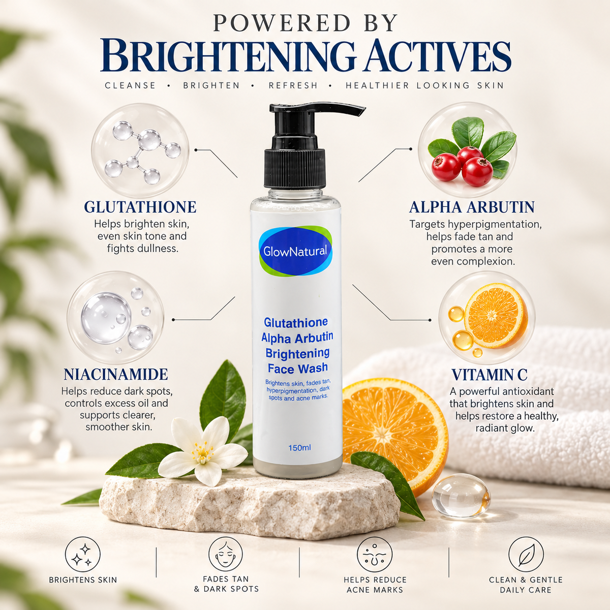 Glutathione Alpha Arbutin Skin Brightening Face Wash